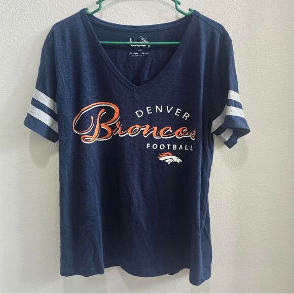Tops - Denver Broncos NFL v-neck tshirt navy blue and orange size large